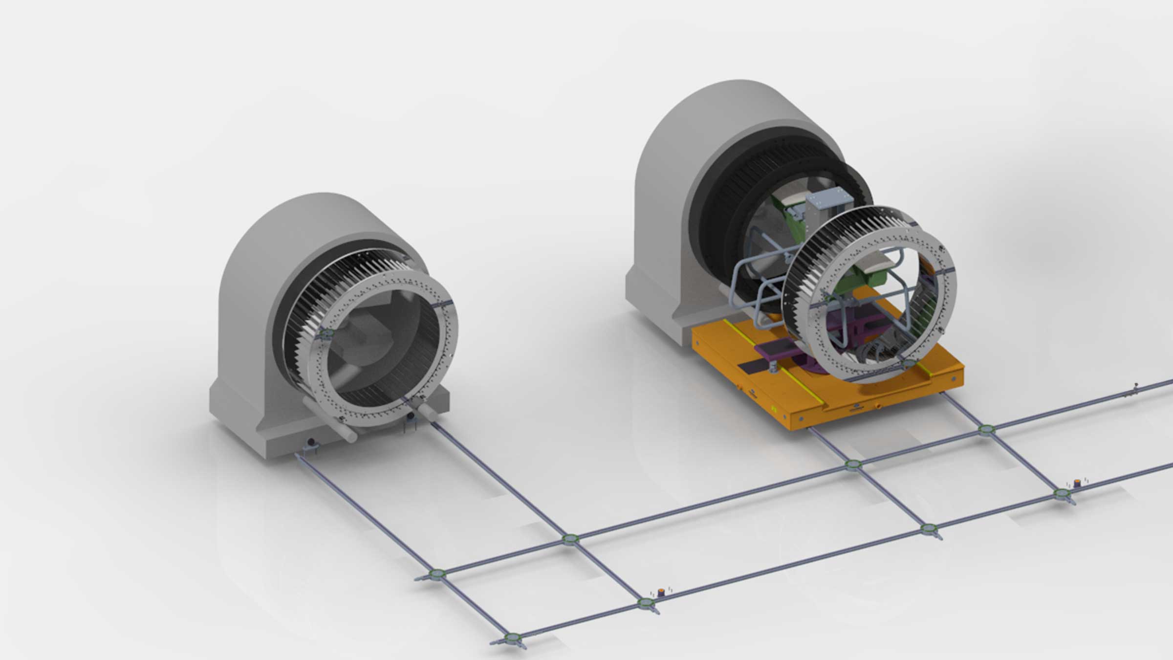 Transport system for knife- ring exchange